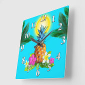 Hawaiian Threator Decor, Stunning Pineapple Clock Vierkante Klok (Hoek)