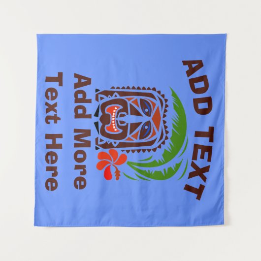 Hawaiian Tiki Bar, voeg tekst toe, Tapestry Wandkleed (Voorkant (horizontaal))