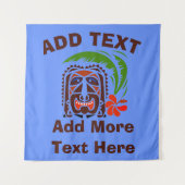 Hawaiian Tiki Bar, voeg tekst toe, Tapestry Wandkleed (Voorkant)