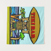 Hawaiian Tiki Bar, voeg tekst toe, Wandkleed (Voorkant (horizontaal))