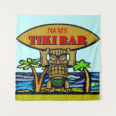 Hawaiian Tiki Bar, voeg tekst toe, Wandkleed (Voorkant)