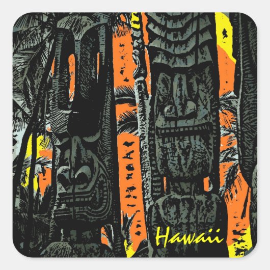 Hawaiian tiki beelden aanpasbare stickers (Voorkant)