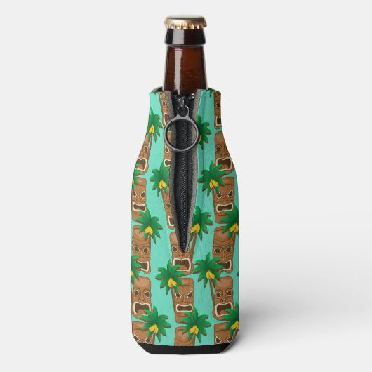Hawaiian Tiki herhaal patroon Flesjeskoeler (Fles Achterkant)