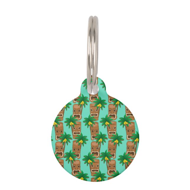 Hawaiian Tiki herhaal patroon Huisdierpenning (Voorkant)