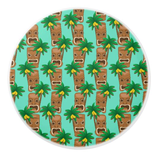 Hawaiian Tiki herhaal patroon Keramische Knop (Voorkant)