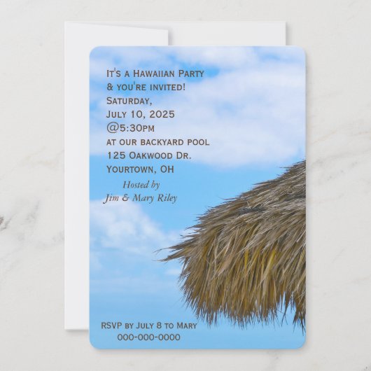 Hawaiian Tiki Hut party uitnodiging (Voorkant)