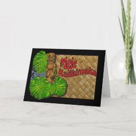 Hawaiian Tiki Lauhala Mele Kalikimaka Kaart