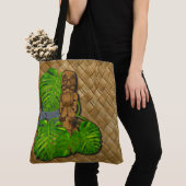 Hawaiian Tiki Lauhala Print Canvas tas (Dichtbij)