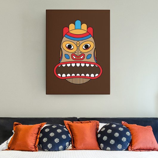 Hawaiian Tiki Mask Canvas Afdruk