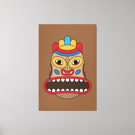 Hawaiian Tiki Mask Canvas Afdruk (Voorkant)