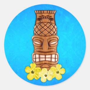Hawaiian Tiki Mask Ronde Sticker