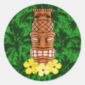 Hawaiian Tiki Mask Ronde Sticker (Voorkant)