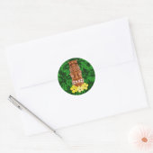 Hawaiian Tiki Mask Ronde Sticker (Envelop)