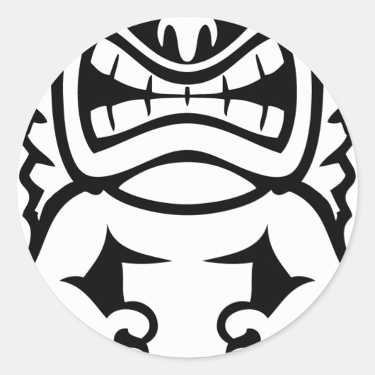 Hawaiian Tiki Masker God Ronde Sticker (Voorkant)
