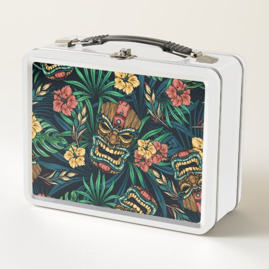Hawaiian Tiki Masker Tropisch Patroon (Voorkant)