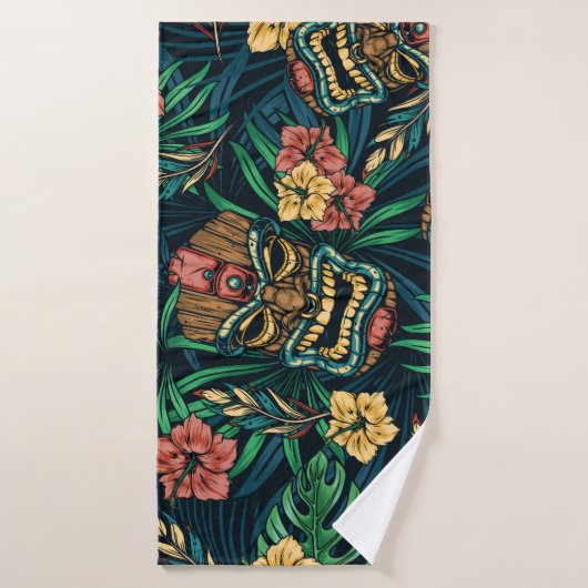 Hawaiian Tiki Masker Tropisch Patroon Badhanddoek (Badhanddoek)