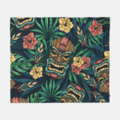 Hawaiian Tiki Masker Tropisch Patroon Fleece Deken (Voorkant (Horizontaal))