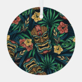 Hawaiian Tiki Masker Tropisch Patroon Glas Ornament (Achterkant)