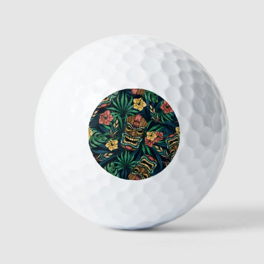 Hawaiian Tiki Masker Tropisch Patroon Golfballen (Voorkant)