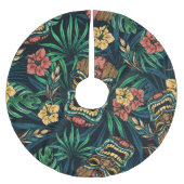 Hawaiian Tiki Masker Tropisch Patroon Kerstboom Rok (Voorkant)