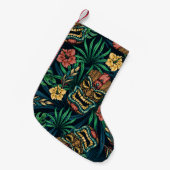 Hawaiian Tiki Masker Tropisch Patroon Kleine Kerstsok (Voorkant (Hangend))