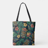 Hawaiian Tiki Masker Tropisch Patroon Tote Bag (Achterkant)