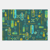 Hawaiian Tiki Mele Kalikimaka Gift Wrap Inpakpapier Vel (Voorkant 3)
