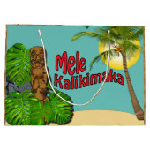 Hawaiian Tiki Mele Kalikimaka Kerstdag Grote Large Cadeautasje (Achterkant)
