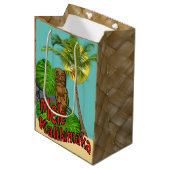 Hawaiian Tiki Mele Kalikimaka Kerstdag Midden Medium Cadeauzakje (Voorkant Gekanteld)