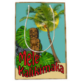 Hawaiian Tiki Mele Kalikimaka Kerstdag Midden Medium Cadeauzakje (Voorkant)