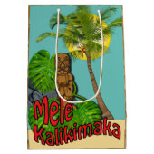 Hawaiian Tiki Mele Kalikimaka Kerstdag Midden Medium Cadeauzakje (Achterkant)