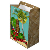 Hawaiian Tiki Mele Kalikimaka Kerstdag Midden Medium Cadeauzakje (Achterkant Gekanteld)