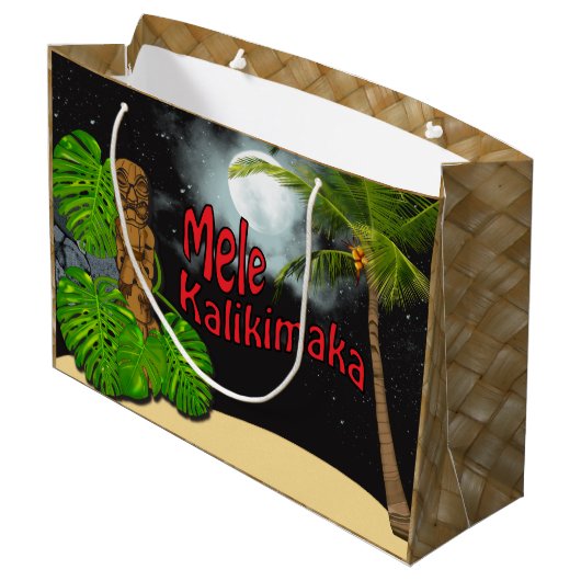 Hawaiian Tiki Mele Kalikimaka Kerstmis Grote Large Cadeautasje (Achterkant Gekanteld)