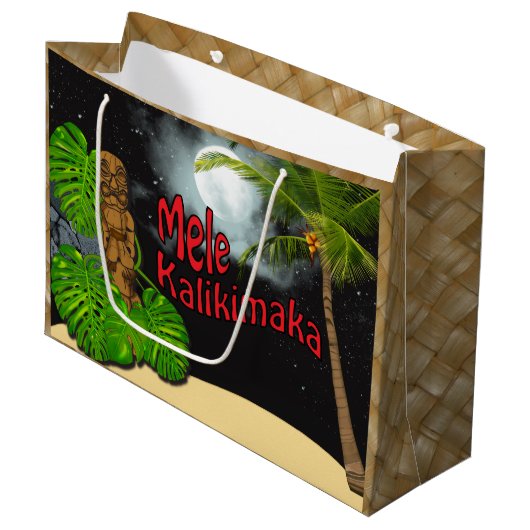 Hawaiian Tiki Mele Kalikimaka Kerstmis Grote Large Cadeautasje (Voorkant Gekanteld)