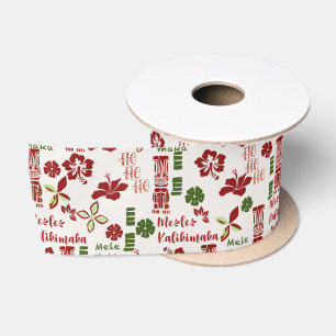 Hawaiian Tiki Mele Kalikimaka Satijnen Lint