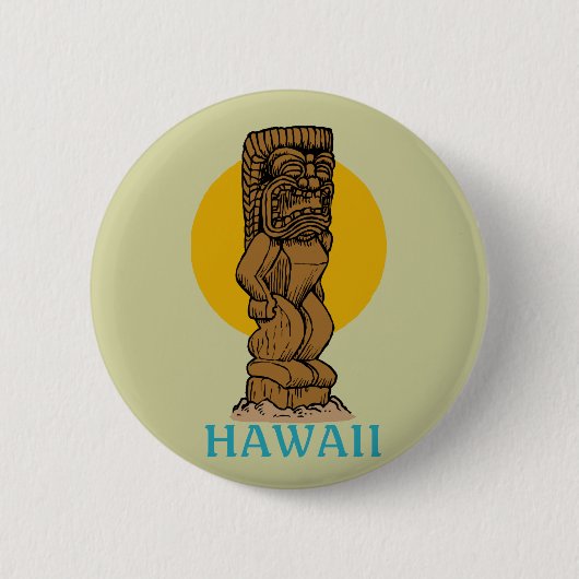 Hawaiian Tiki Ronde Button 5,7 Cm (Voorkant)