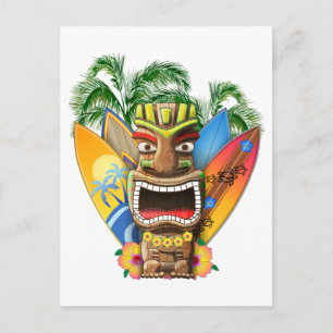 Hawaiian Tiki Surfing Briefkaart