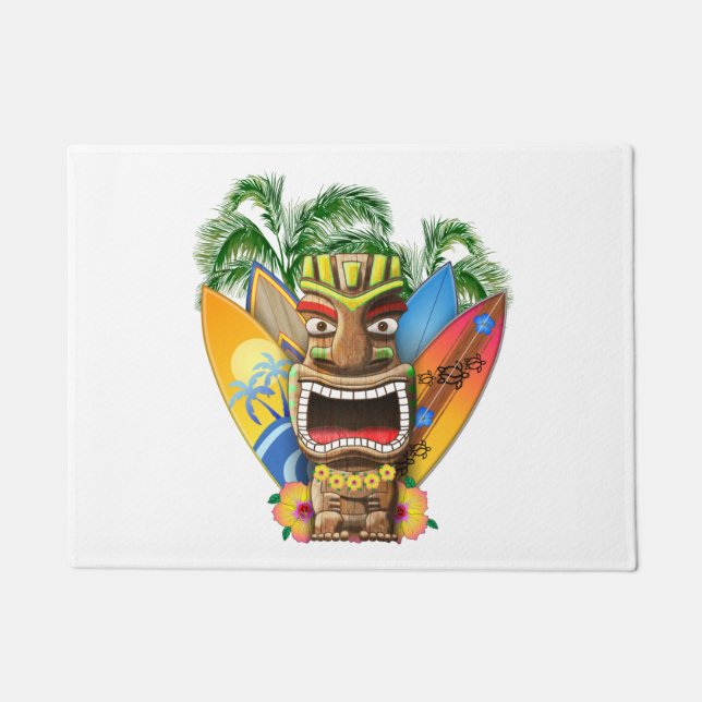 Hawaiian Tiki Surfing Deurmat (Voorkant)