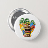Hawaiian Tiki Surfing Ronde Button 5,7 Cm (Voorkant /achterkant)