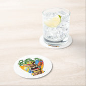 Hawaiian Tiki Surfing Ronde Kartonnen Onderzetter (Insitu)