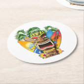 Hawaiian Tiki Surfing Ronde Kartonnen Onderzetter (Gebogen)
