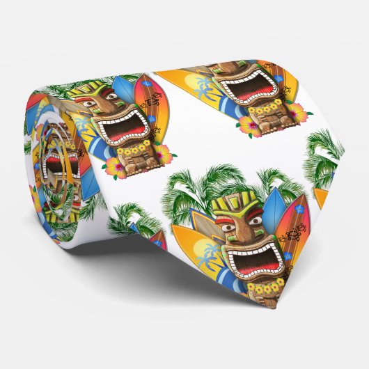 Hawaiian Tiki Surfing Stropdas (Opgerold)