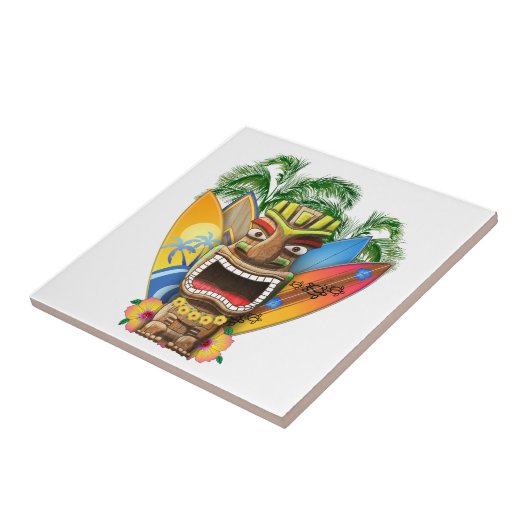 Hawaiian Tiki Surfing Tegeltje (Zijkant)