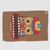 Hawaiian Tiki Tribal Kunst Golfhanddoek (Horizontaal)