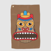 Hawaiian Tiki Tribal Kunst Golfhanddoek (Voorkant)