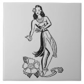  Hawaiian Tiles - Hula Dancer Tegeltje (Voorkant)