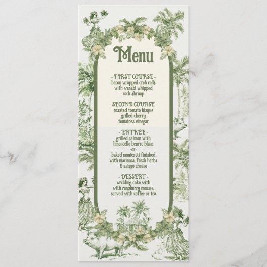 Hawaiian Toile de jouy Wedding Menu (Voorkant)