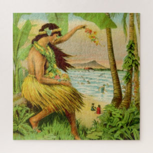  Hawaiian Travel Art Illustratie Oude Reis Legpuzzel
