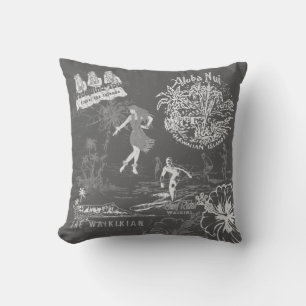 Hawaiian Travel Collage Gray Omkeerbaar Buitenkussen