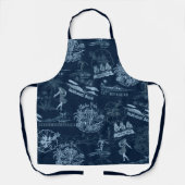  Hawaiian Travel Collage in Indigo Blues Schort (Voorkant)